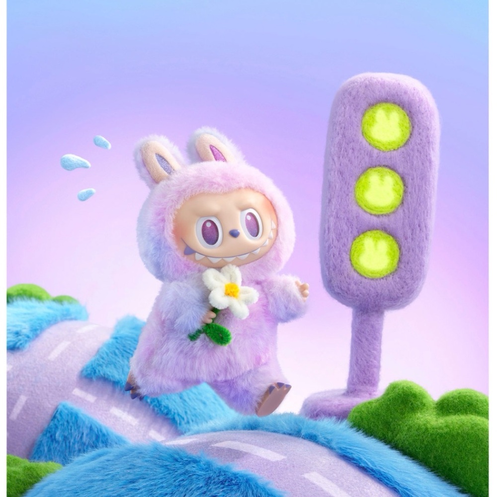 Plush Bunny Toy with Traffic Light - Purple and Green